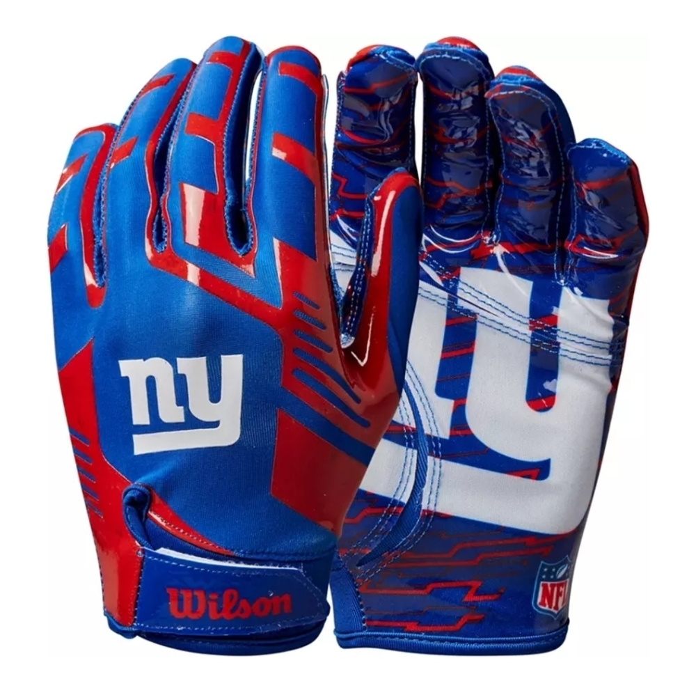 Wilson Football Gloves Kids Youth Medium Blue New York Giants Receiver WTF9327